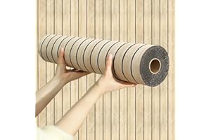 Chejiaye Wood Grain Slat 3D Wall Panel -15.75"x118"Soundproof Self-Adhesive Wall Sticker,Thickened Moisture Resistant Removable PVC Slat Wallpaper &Foam Paneling for Wall,Ceiling(Log Color,13Sq.ft)