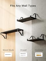 Pipishell Floating Shelves Wall Mounted Paulownia Wood Set of 3 Black view 8