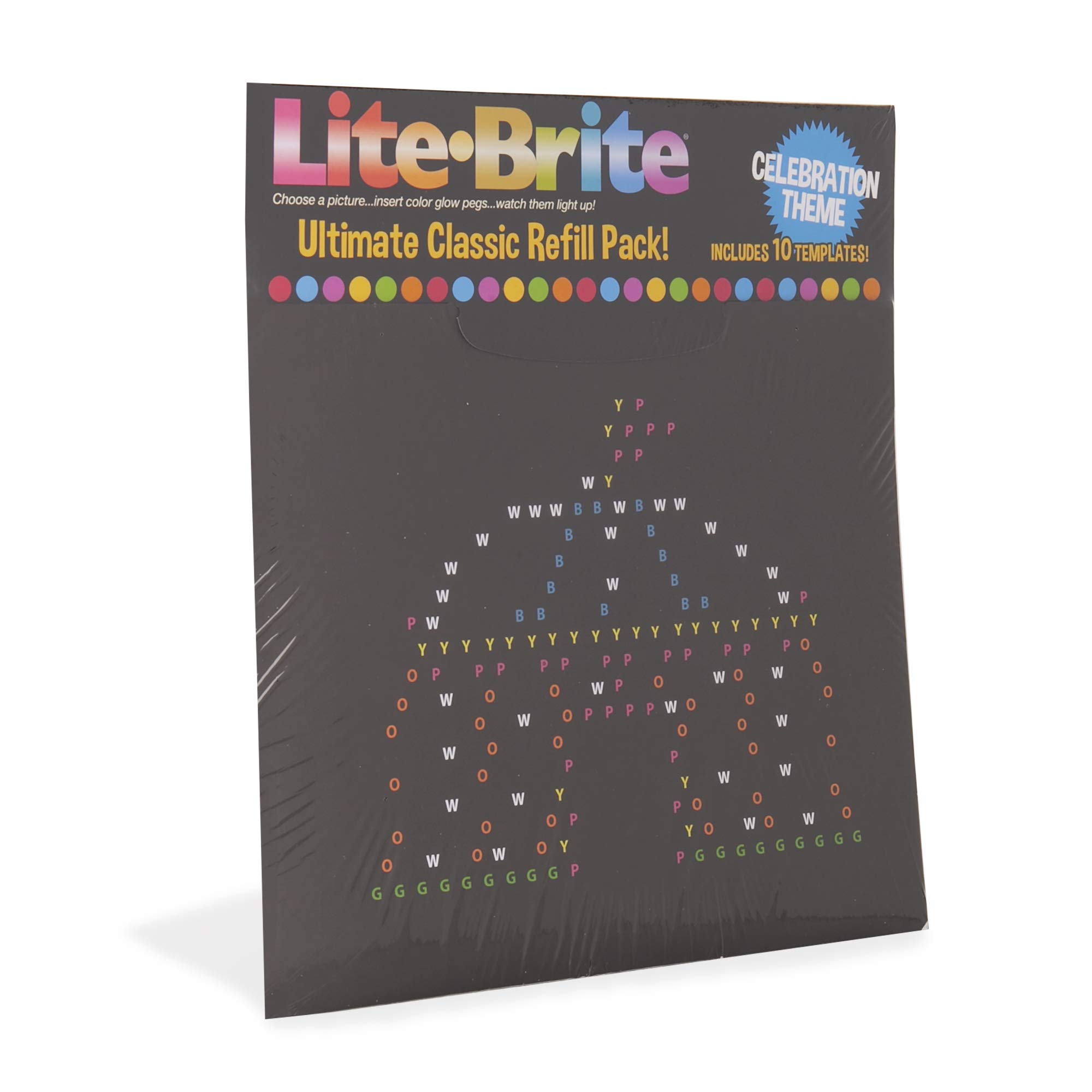 Lite Brite Ultimate Classic Refill Pack - Celebration Theme - 10 Reusable Templates - Amazon Exclusive, Black