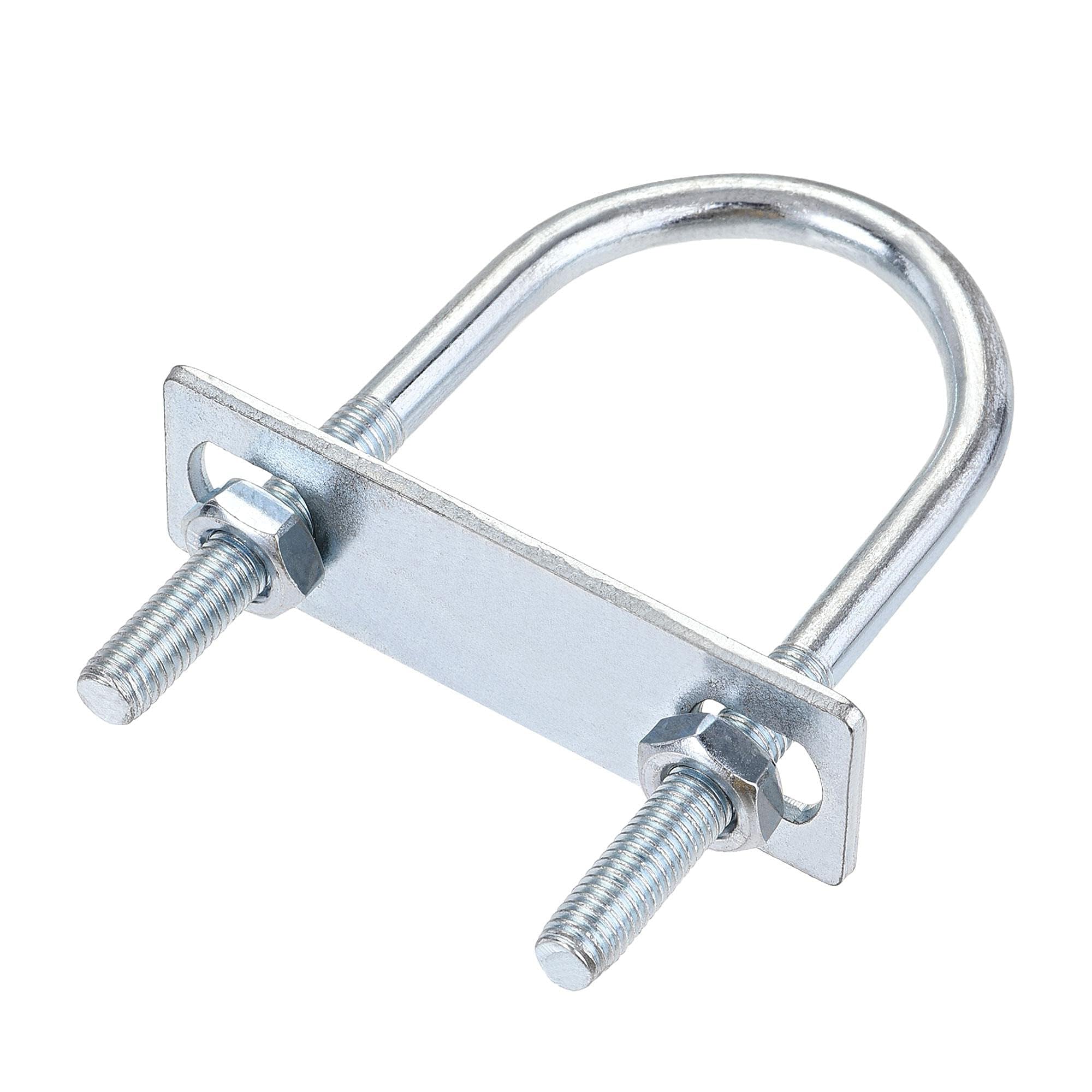 MACHSWON Round U-Bolt,1 Set Zinc Plated Alloy Steel M8 U Bolts 45mm(1.77") Inner Width 100mm Length with Nuts and Frame Plate for Automobiles Boat Trailer