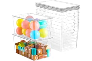 FREEBAT 6 Pack Clear Storage Bins with Lids, 7 Quart Stackable Storage Boxes for Storage and Organization, Plastic Storage Containers with Lids, Plastic Bins with Handles for Office, Bedroom, Study Room