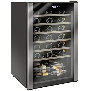 Wine Enthusiast 48-Bottle Evolution Series Freestanding Wine Refrigerator with Black Stainless Door