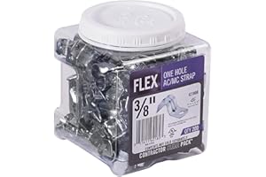 Halex – 3/8 Inch Flexible Metal Conduit (FMC) – 1 Hole Straps – 62180B – 200 Per Pack – Silver