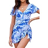Eagerbuy Women's One Piece Swimdress Swimsuits for Women Tummy Control Swim Dresses