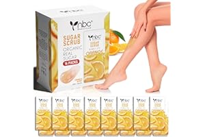 nbc BeautiLab Foot Exfoliating Scrub, Sugar Scrub, Dead Skin Remover for Feet, Individually Packaged Foot Scrub Smooths, Hydrates, Detoxifies Tired and Dry Cracked Feet 16 Packs per Box,Orange