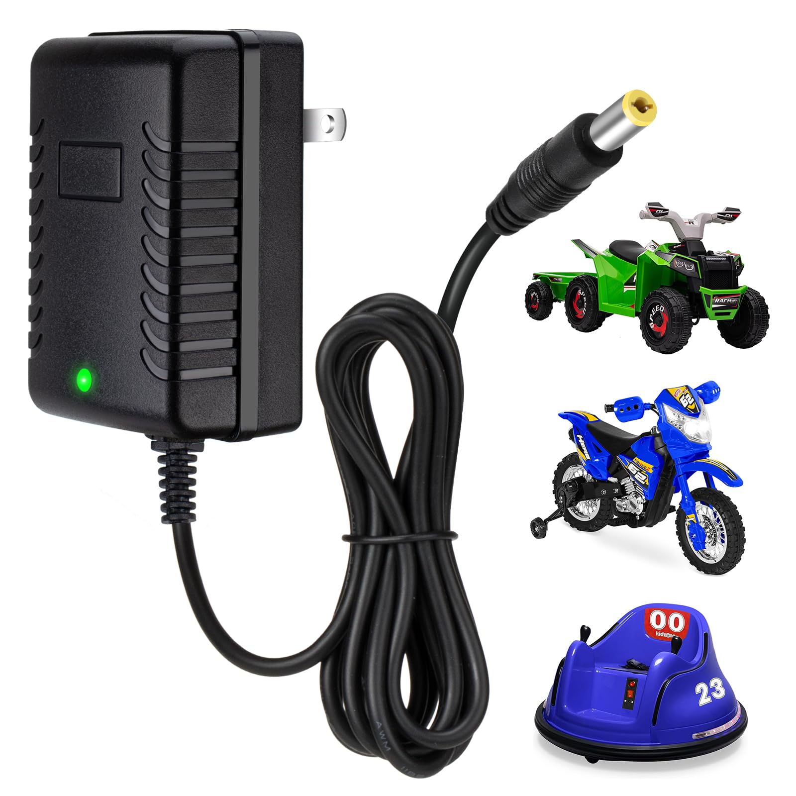 Photo 1 of 6V Battery Charger for Kids Ride On Car Toys 6 Volt Charger for Best Choice Products Trax Toddler Quad SUV Bumper Car Fire Truck Kids Ride on Electric Toys Car