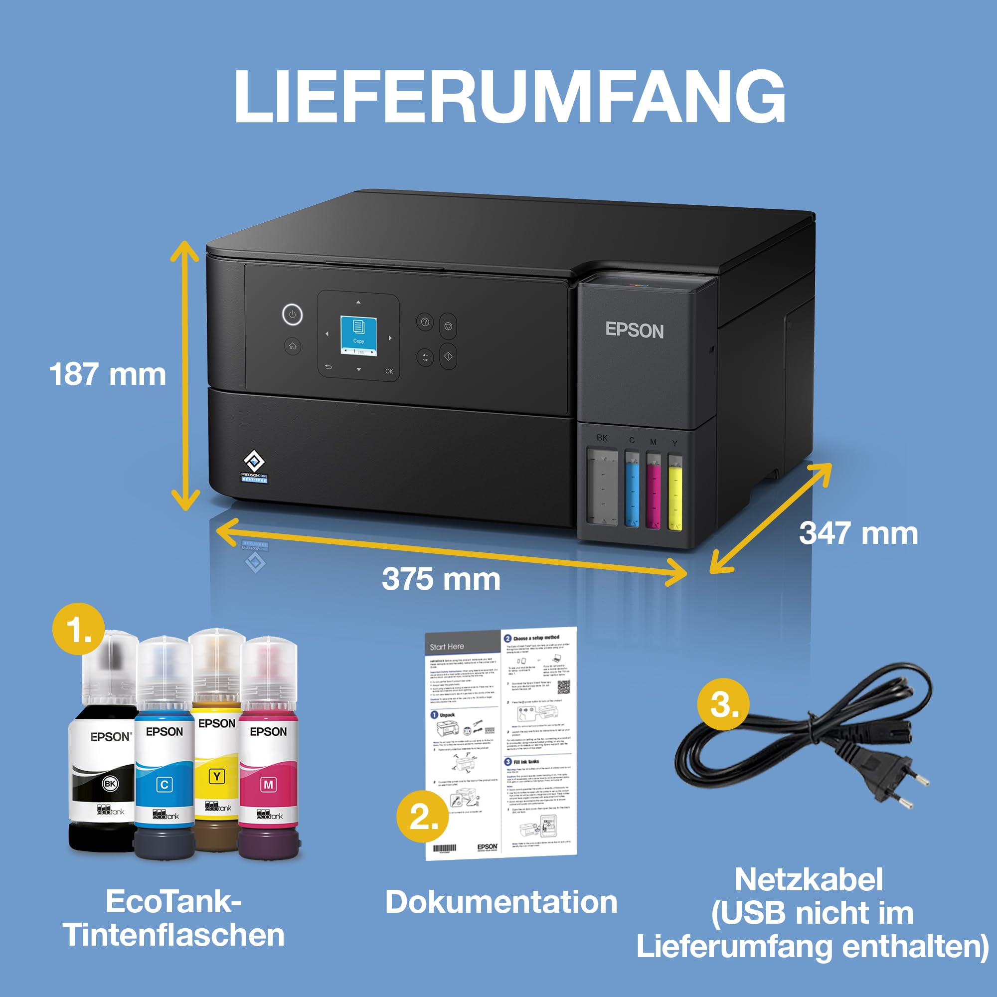 Epson EcoTank ET-2955 Tintentankdrucker | für vielbeschäftigte Haushalte | WLAN | A4 | Drucken, Kopieren, Scannen | 3.7 cm LCD-Display | Duplexdruck | inkl. Tinte für bis zu 3 Jahre 4