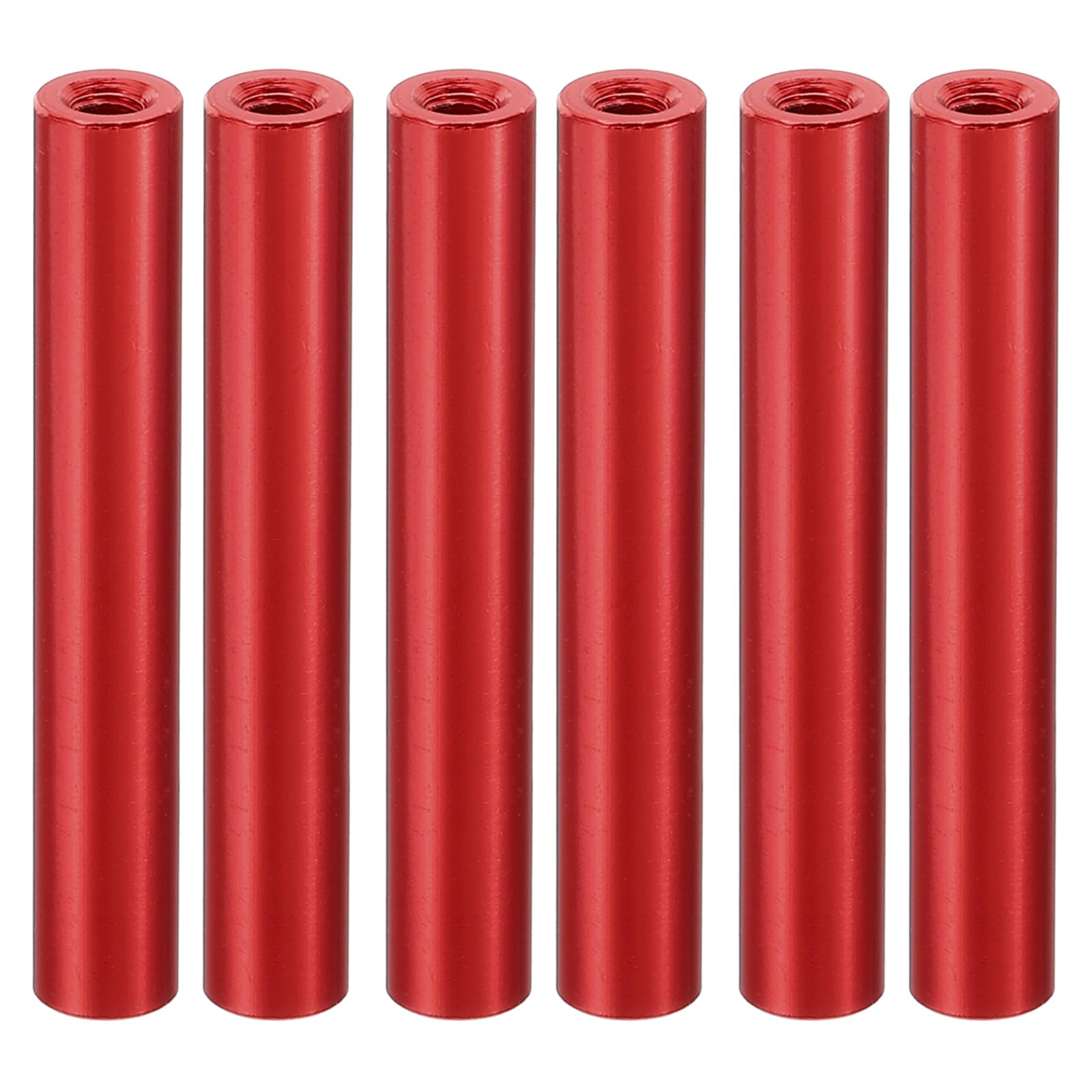 PATIKIL 6pcs M3 Metal Threaded Standoff Spacer Nuts, Round Aluminum Spacers Female Coupling Screws, 1/8" ID x 1/4" OD, Red 3x6x40mm โ image 1