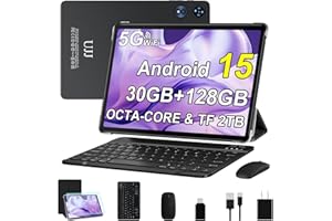 Android 15 Tablet 30GB RAM 128GB ROM 2TB Expand, 10 inch Tablets with Keyboard Mouse, Octa-Core, 8000mAh, HD IPS Display, GPS