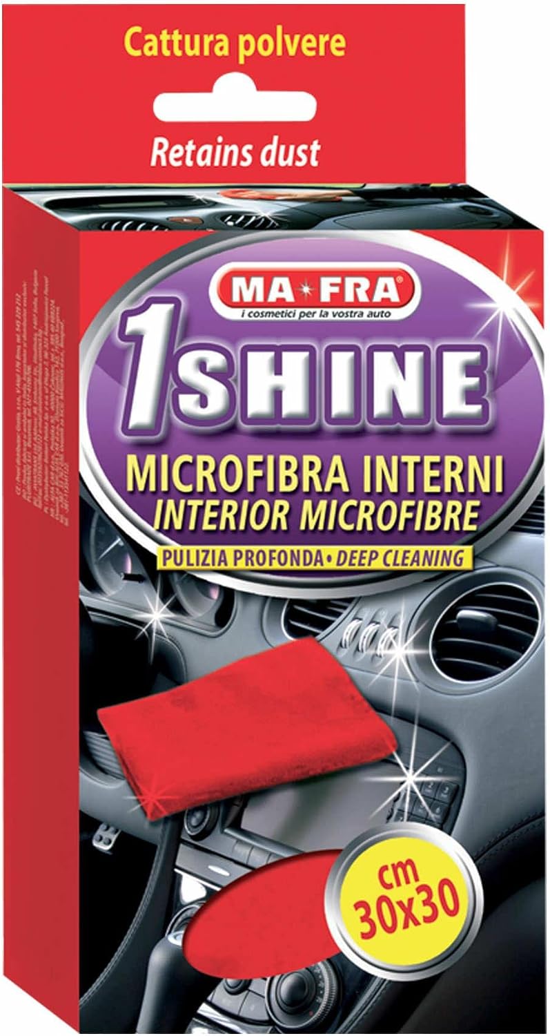 Mafra 1Shine Interior, Microfibre Cleaning Cloth, Dust Catcher, Red, Size 30x30cm, Taglia unica