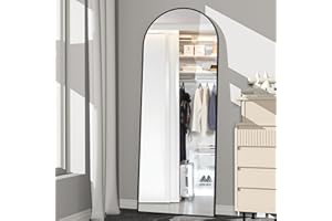 NEUWEABY Arched Full Length Mirror 65"x22" Arch Floor Mirror with Stand Large Wall Mirror Black Full Body Mirror Standing Hanging or Leaning Against Wall for Bedroom Entry, Bedroom, Living Room