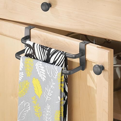 mDesign Over-Door Cabinet Towel Holder Kitchen Cabinet Double