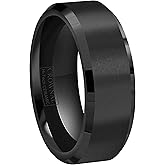 CROWNAL 4mm 6mm 8mm Black Ceramic Wedding Band Ring Men Women Couple Matte Finish Beveled Edges Comfort Fit Size 4 To 16