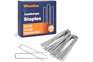 Whonline 160pcs Garden Staples, 6 Inch 11 Gauge Landscape Staples Heavy Duty Galvanized Garden Stakes for Landscape Fabric Sod Anchoring Weed Barrier Irrigation Tubing