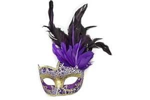COOLWIFE Costume Mask Feather Masquerade Mask Halloween Mardi Gras Cosplay Party Masque