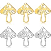 JMKTOOL 10pcs Stainless Steel Small Mushroom Charms Cute Mushroom Shape Dangle Pendants Craft Supplies for DIY Bracelet Necklace Keychains Jewelry Making Findings, 2 Colors
