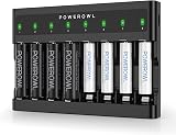 POWEROWL 8 Slots USB Fast Charger for AA AAA NiMH Rechargeable Batteries