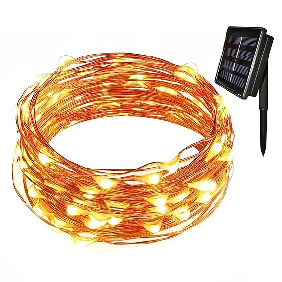 Yasolote, Solar Lichterkette Außen, LED Außenlichterkette Kupferdraht, 10m 100 LED 8 Modi, Beleuchtung für Garten, Balkon, Pa