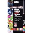 Posca KPE-200 Oil, Wax Colouring Pencils. Premium Tough Nib for Arts, Crafts. Multi Surface Use On Wood, Fabric, Paper, Cardboard,&Canvas. Perfect for Creative Drawing. 12 Spectrum Colours, 238212682