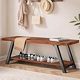 IBF Natural Real Wood Entryway Bench, Solid Wood