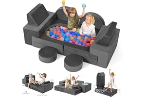Kidirect Modular Kids Play Couch for Toddlers, Child Sectional Sofa, 320+ DIY Kids Playroom Furniture and Bedroom, Convertible Foam and Floor Couch Cushion for Boys and Girls (Space Grey)