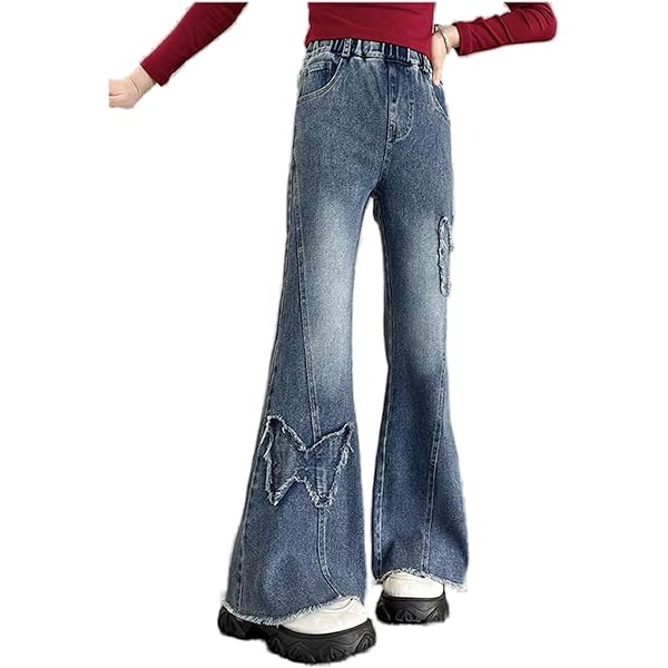 Amazon.com: Girls Flare Jeans Kids Y2K Streetwear Trendy