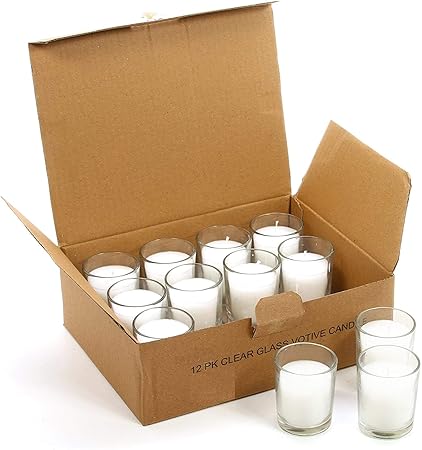 Hosley Set of 12 Unscented Glass Votive Candles