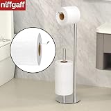 niffgaff Brushed Nickel Free-Standing Toilet Paper Holder Stand view 2