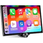 Kissound 10.1" QLED Double Din Car Stereo with Wireless Carplay &amp; Android Auto, Music Sync Luminous Bar, SWC, Bluetooth, Backup Camera, 240W, Dual Subwoofer Output, Car Radio, Navigation, FM/AM