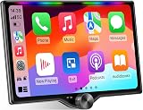 Kissound 10.1" QLED Double Din Car Stereo with Wireless Carplay & Android Auto, Music Sync Luminous Bar, SWC, Bluetooth, Backup Camera, 240W, Dual Subwoofer Output, Car Radio, Navigation, FM/AM