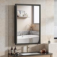 BOHMIROO 16x24 Inch Medicine Cabinet with Mirror for Bathroom Recessed Medicine Cabinet with Vanity or Surface Wall-Mounted A