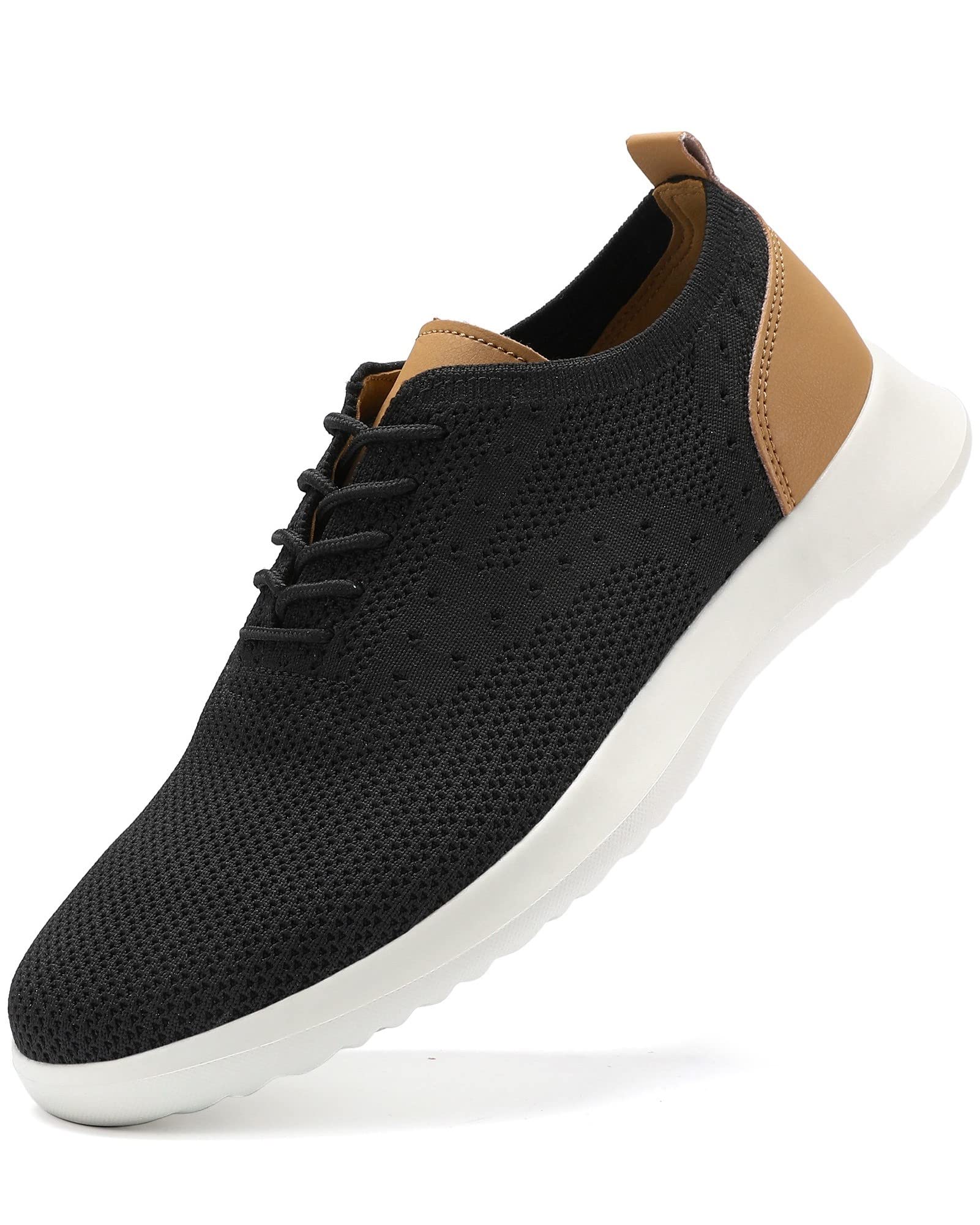 Photo 1 of Mens Casual Dress Shoes Oxfords Fashion Sneaker Business Comfortable Breathable Mesh Knit Lightweight Walking Office Tennis Shoes Lace up,Black EU42