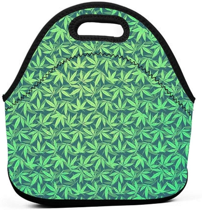 WONDERMAKE Marijuana Weed Green Lunch Bag Portable Tote