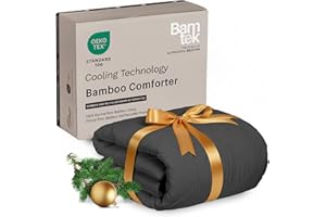 Bamtek 100% Viscose Derived from Bamboo Comforter, Cooling Comforter, Duvet Insert, Breathable, Extra Fluffy, Lightweight Comforters, Charcoal - Queen Size