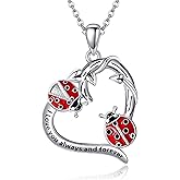 UCADRIT Ladybug Necklace 925 Sterling Silver Ladybird Pendant Necklace Lady Bug Jewelry for Women Mom