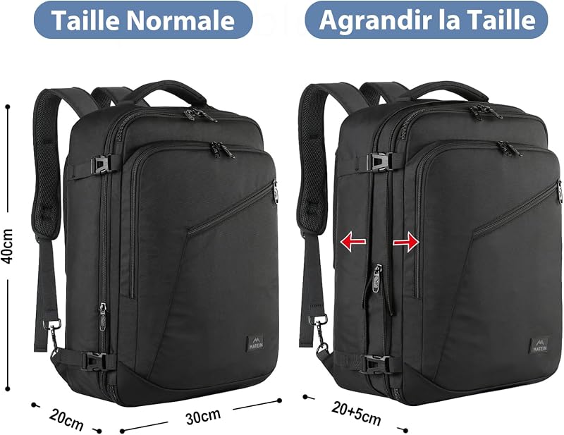 Bagage Cabine 40x30x20, Sac a Dos Voyage Cabine Avion avec Ryanair