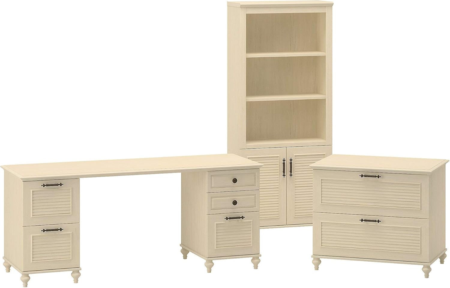 Lateral File Cabinet And Bookcase With Doors In Driftwood Dreams Kathy Ireland Home By Bush Furniture Volcano Dusk 68w Desk With Drawers Office Products Office Furniture Accessories