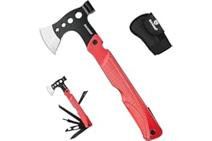 SULKADA Camping Hatchet Multitool Axe Survival Gear Valentines Gifts for Men Dad Him 14-in-1 Axe Hammer Perfect for Camping S