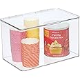 mDesign Plastic Kitchen Pantry and Fridge Storage Organizer Box Containers with Hinged Lid for Shelves or Cabinets, Holds Food, Snacks, Canned Drinks, Seasoning, Lumiere Collection, Clear