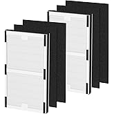 Luripid IAF-H-100C Replacement Filter, Compatible with IAP-10-200, IAP-10-280 Air Purifiers, 2 H13 True HEPA Filters + 4 Activated Carbon Pre-filters