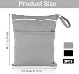 Heyu-Lotus 2 Packs Wet Bag Waterproof Reusable Wet Dry Bags 36x28cm Black Grey view 2