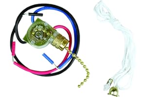 Jandorf 60305 Fan Light Pull Chain Switch 3-Way 3 Wire Terminals Brass Chain, 1 Count (Pack of 1)