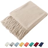 Homiest Taupe Knitted Throw Blanket with Fringe, 50x60 Inch | Pure Acrylic, Lightweight & Breathable, All-Season Use, Machine