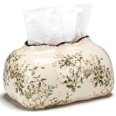 Yalikop Vintage Ceramic Tissue Holder Tissue Box Cover,Blossoms | Floral Retro Rustic Farmhouse Home Decor for Bathroom Vanity Table Living Room Bedroom Kitchen Office