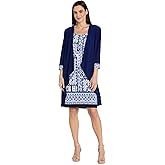 R&M Richards Womens Royal Mosaic Jacket Dress Set