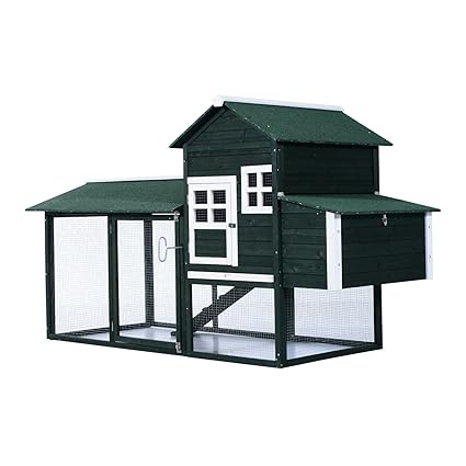 Pawhut 83 Wooden Backyard Chicken Coop With Covered Run And Nesting Box