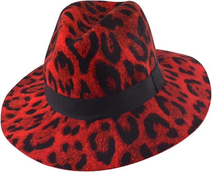 Women's New Leopard Hat Fashion Purple Retro Tourist Hat with Big Brim