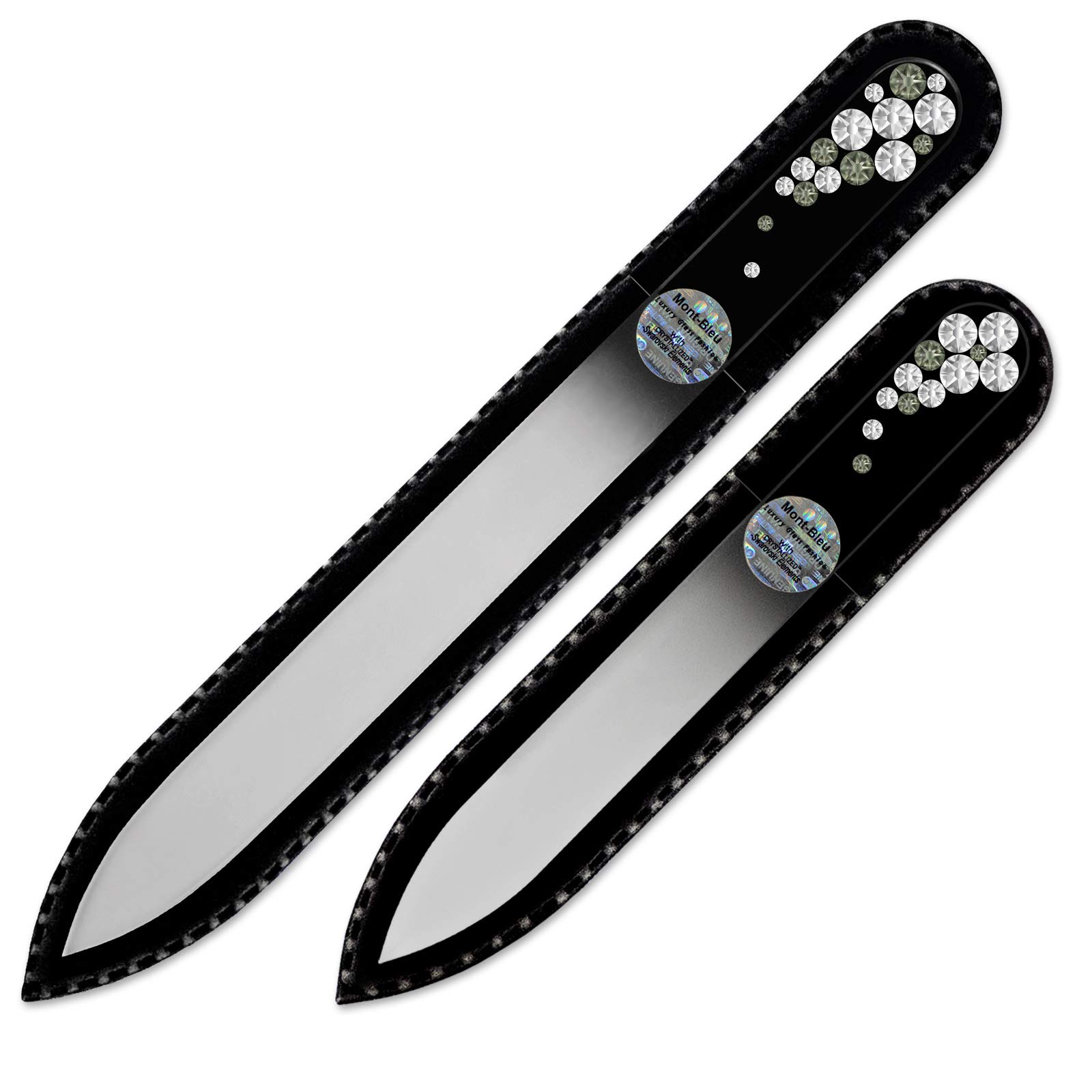 Best gifts for women - Mont Bleu Set of 2 Glass Nail Files Hand Decorated with crystals - handmade gifts - Nail Filer Kit - Excellent Nail Filing Tools - Washable Nail Files