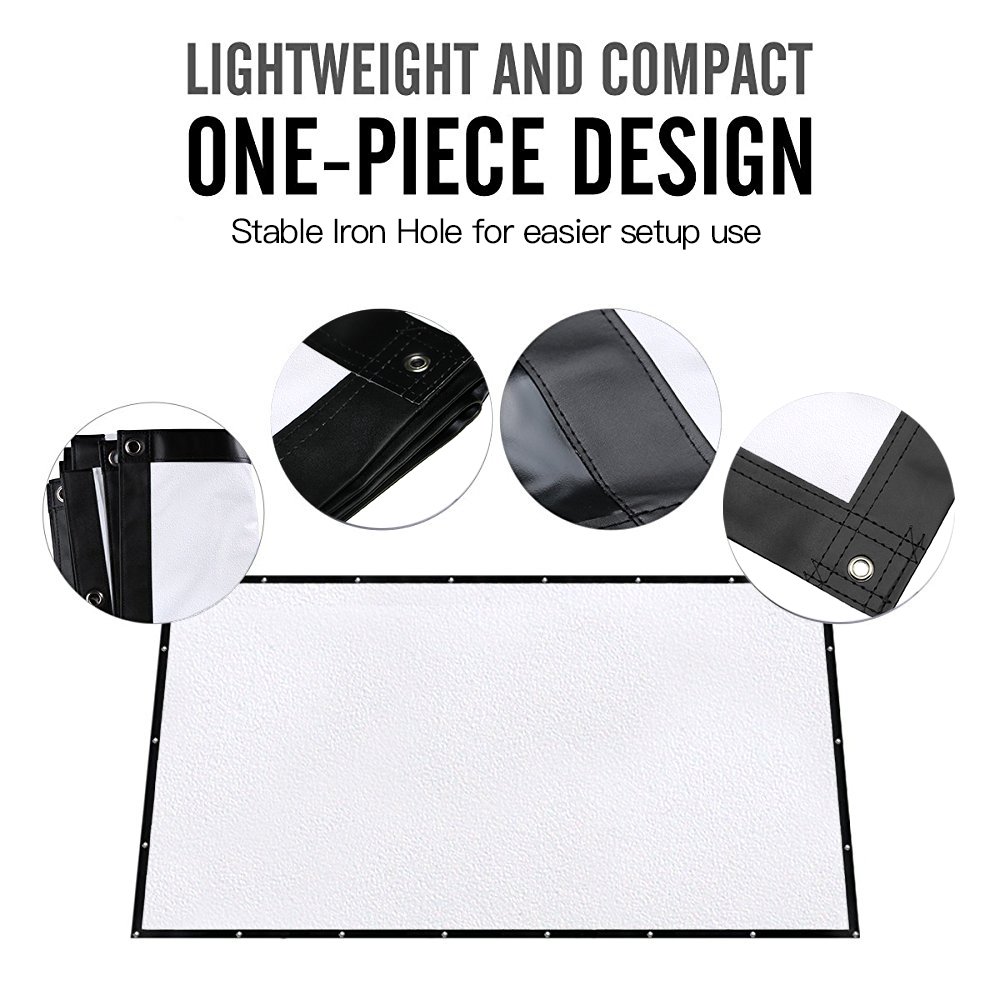 Meitoot 150 inch 16:9 Portable Outside Screen (Soft PVC High Contrast) DIY Outdoor Movie Projector Screen HD Home Theater Cinema Projection Screen for Video Projector