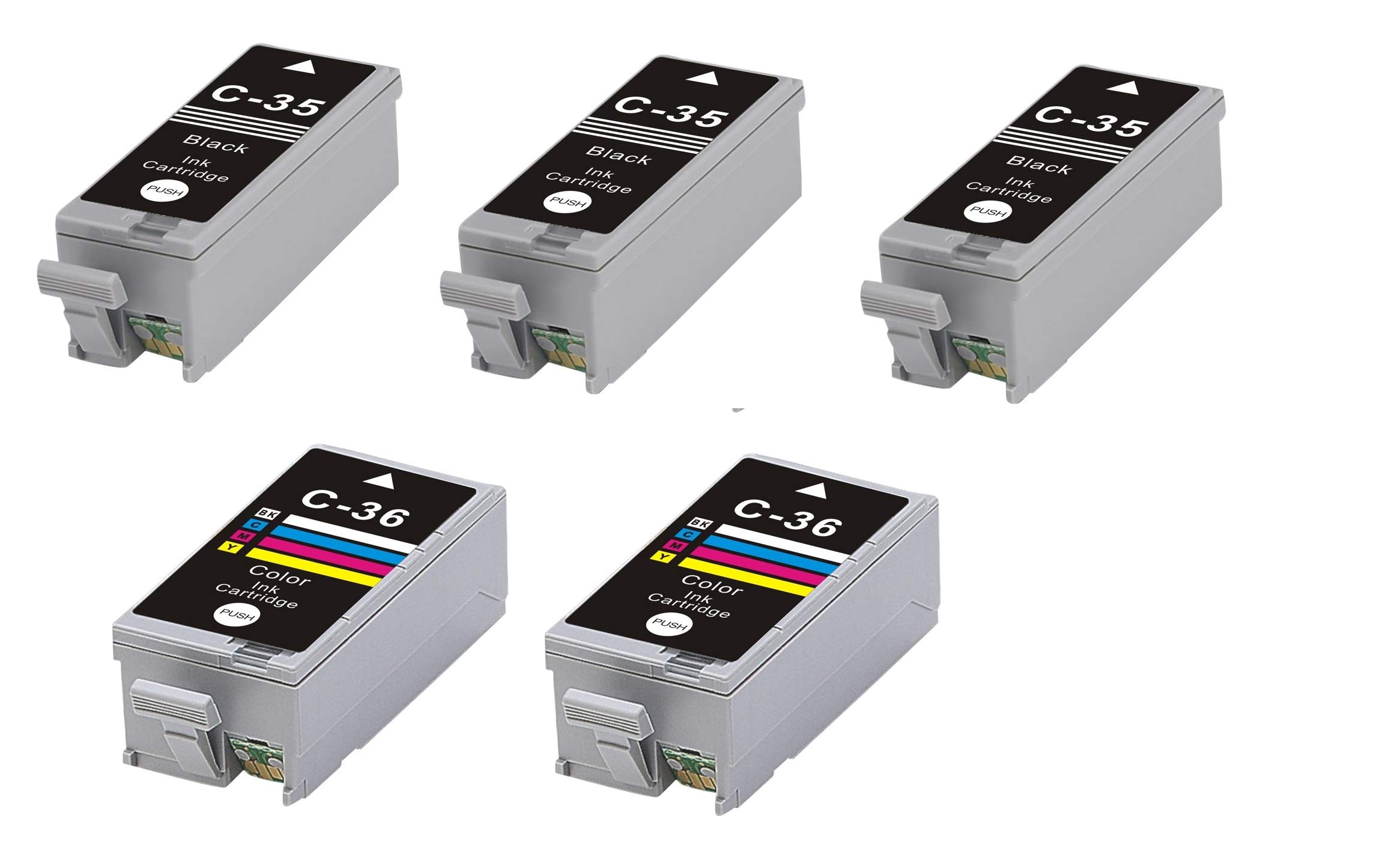 Now Ink Ltd Sets Compatible Canon PGI-35 Black & CLI-36 Colour Ink CARTRIDGES for Canon PIXMA IP100, IP110, Mini 260,320. PGI-35BK & CLI-36C (Set of 5 (3 Black & 2 Colour))